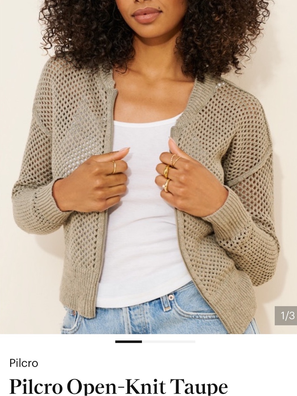 Pilcro Open-Weave Taupe Women's Cardigan